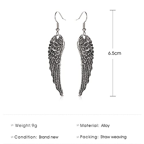 coadipress Angel Wing Earrings for Women Unique Silver Plated Fairy Feather Guardian Dangle Drop Hook Earrings Jewelry - color: Silver Wing