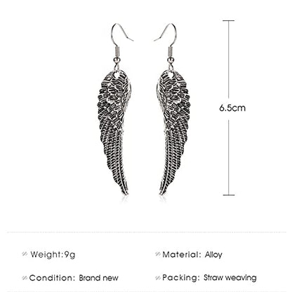 coadipress Angel Wing Earrings for Women Unique Silver Plated Fairy Feather Guardian Dangle Drop Hook Earrings Jewelry - color: Silver Wing