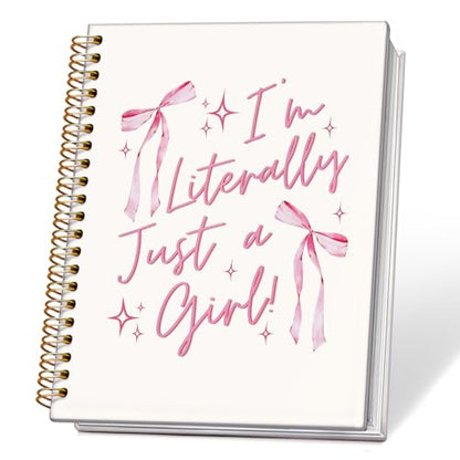 Coquette Pink Bow Notebook, Girly Pink Preppy Journal, Aesthetic Notebooks for Women, Coquette Office Supplies, I'm Literally Just a Girl Hardcover Spiral Notebooks 5.5x8.3 Inch - color: 05-Bible(10)