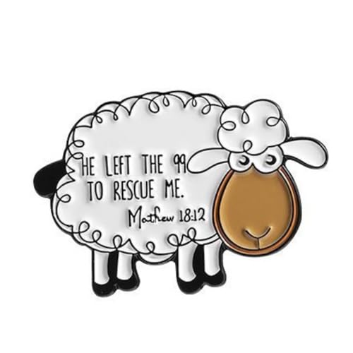 Christian Sheep Enamel Pin, Cute Lamb Lapel Pin Religious Jewelry, Jesus The Good Shepherd Badge for Backpacks, Jackets, Hats, Faith Based Gift for Men Women, White