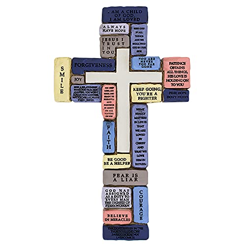 Inspirational Resin Wall Cross | Encouraging Words for Teenage Boys | Great Gift for 8th Grade Graduation, Confirmation, New School Year | Christian Home Decor