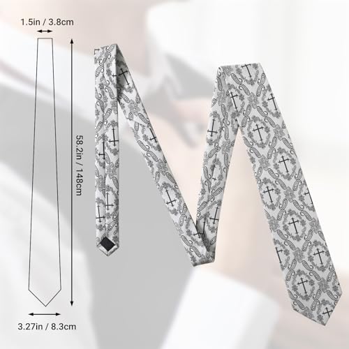 Mens Religious Necktie 3.27" (8.3CM) Christian Cross Jesus Easter Ties - color: Black Cross - Silver