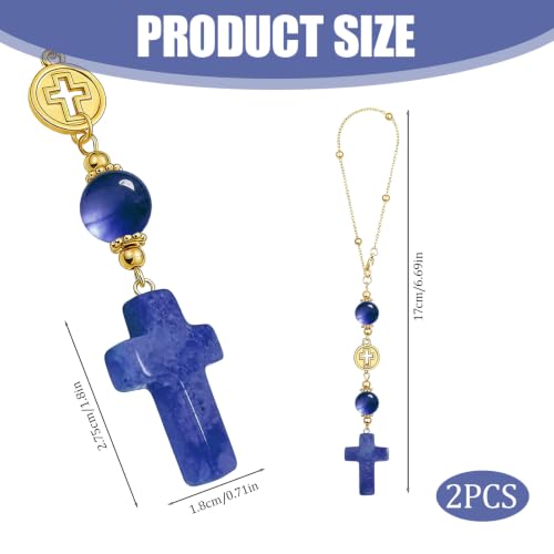 2 Pcs Car Mirror Hanging Accessories,Cross Crystal Style Beaded Pendant