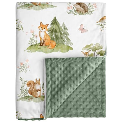 Fleece Baby Blankets for Girls & Boys, Infant Toddler Blanket - color: Sage Green Jungle Animals
