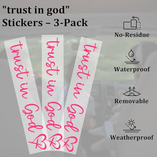 3Pcs Trust In God Mirror Stickers, Jesus Christian Decals for Car (Pink) - color: Pink Trust in God
