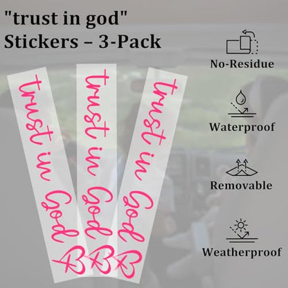 3Pcs Trust In God Mirror Stickers, Jesus Christian Decals for Car (Pink) - color: Pink Trust in God
