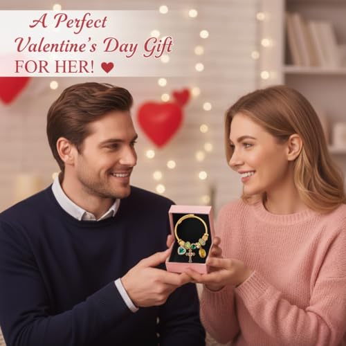 A&K Collections Mothers Day 18K Gold Beads Easter Basket Stuffers Bangle with Rhinestones Pandora Style Trendy Cross Heart Charm Luxury Adjustable Bracelet for Women Teen Girl Gifts Trendy Stuff Religious Jewelry - color: 18K GOLD/Green Charms