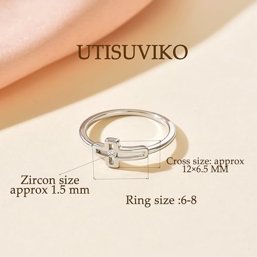 925 Sterling Silver Hollow-out Cross Purity Ring for Women - color: Silver-B