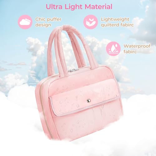 WOBAGMEN Puffy Bible Cover Case for Women with Study Supplies,Soft Bible Bag with Highlighters for Girls, Bible Journaling Kit Christmas Christian Gift for Women (Pink, M) - color: Pink