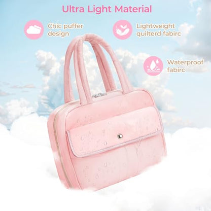WOBAGMEN Puffy Bible Cover Case for Women with Study Supplies,Soft Bible Bag with Highlighters for Girls, Bible Journaling Kit Christmas Christian Gift for Women (Pink, M) - color: Pink