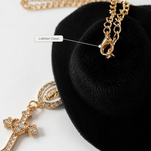 Baptism Car Charm Cowboy Hat Rear View Mirror, Virgin Mary Cross for Car - color: Virgin Mary B
