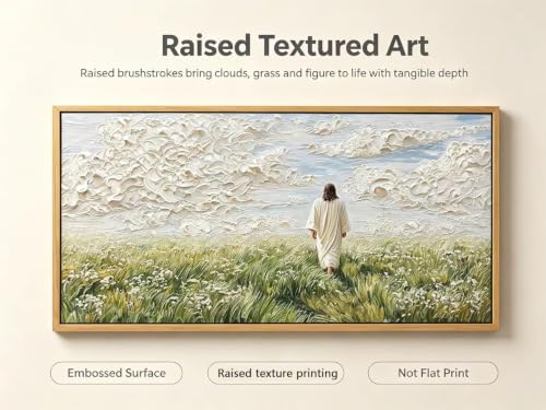 KIRFOLUC Jesus Canvas Wall Art Large Framed Textured Print Painting - color: Jesus, size: 32"L x 16"W