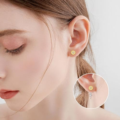 POPLYKE Faith Cross Flower Stud Earrings for Women Sterling Silver Dangle Earring Jewelry Gifts for Women Mom Wife - style: Sunflower