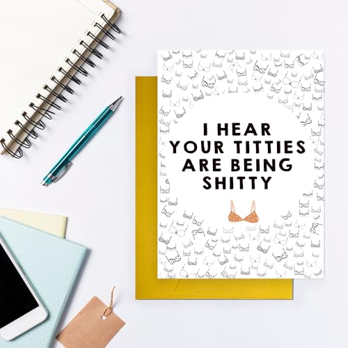 RUALOVE Funny Breast Cancer Card for Her, Breast Cancer Gift, Breast Cancer Encouragement Card, Breast Cancer Sympathy Card Gift, Breast Cancer Get Well Card Fell Better Gift for Women - color: #1