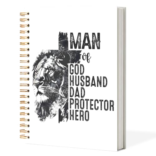 Retro Lion Christian Notebook, man of god husband dad protector hero Journal, Religious Scripture Spiral Notebook Journal for Note Taking, Christian Faith Based Gifts for Women Men, 5.5x8.3 Inch - color: Lion MAN GOD HUSBAND DAD