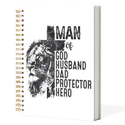 Retro Lion Christian Notebook, man of god husband dad protector hero Journal, Religious Scripture Spiral Notebook Journal for Note Taking, Christian Faith Based Gifts for Women Men, 5.5x8.3 Inch - color: Lion MAN GOD HUSBAND DAD
