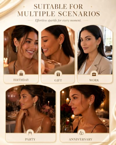 Dangle Earrings for Women Trendy Triple Huggie Hoop Stud Earring - color: A. Teardrop