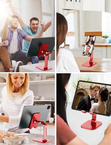 OCYCLONE Phone Stand for Desk, Foldable Cell Phone Stand Holder, Red - color: Red