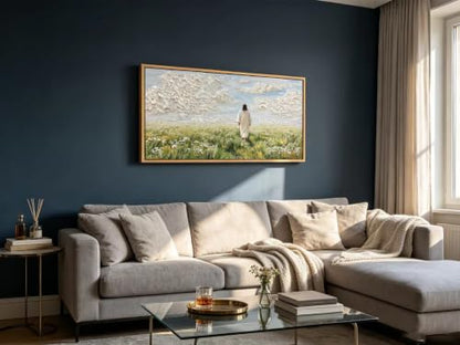 KIRFOLUC Jesus Canvas Wall Art Large Framed Textured Print Painting - color: Jesus, size: 40"L x 20"W
