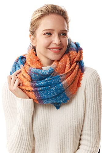 ScarvesMe Women's Check and Plaid Soft Infinity Loop Winter Fall Warm Scarf - color: Lof1240_blue