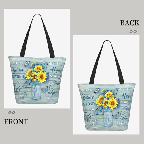 Bible Tote Bags for Women Christian Gifts Religious Church Shoulder Bag - color: Sunflower