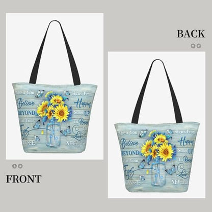Bible Tote Bags for Women Christian Gifts Religious Church Shoulder Bag - color: Sunflower