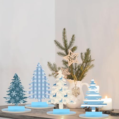Namalu 16 Pcs Merry Christmas Tree Centerpiece Buffalo Plaid Snowflake - style: Merry