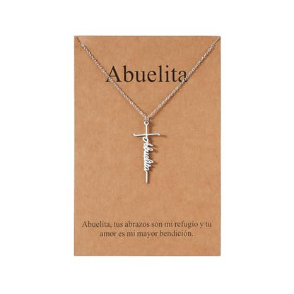 Lcherry Birthday Gifts for Grandma Mom Daughter Teacher Cross Necklace for Women Christian Necklaces Religious Gifts Jewelry for Women Mother's Day - style: Abuelita