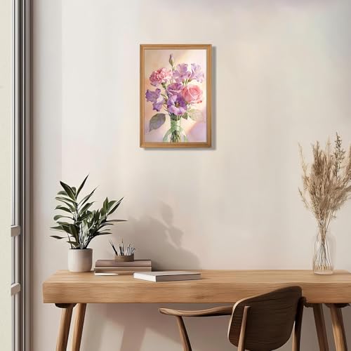 Pink Flowers Canvas Wall Art, Framed Abstract Bouquet Artwork Prints12x16In - color: Watercolour Wall Art, size: 16"L x 12"W