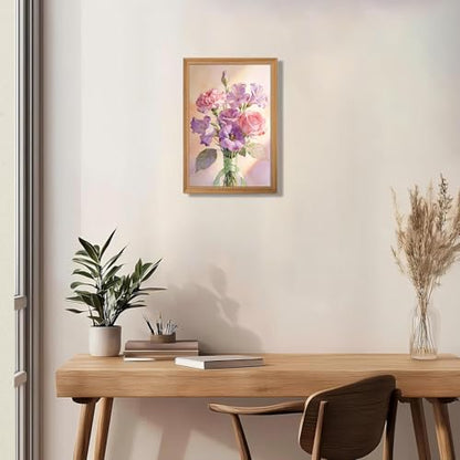 Pink Flowers Canvas Wall Art, Framed Abstract Bouquet Artwork Prints16x24In - color: Watercolour Wall Art, size: 24"L x 16"W