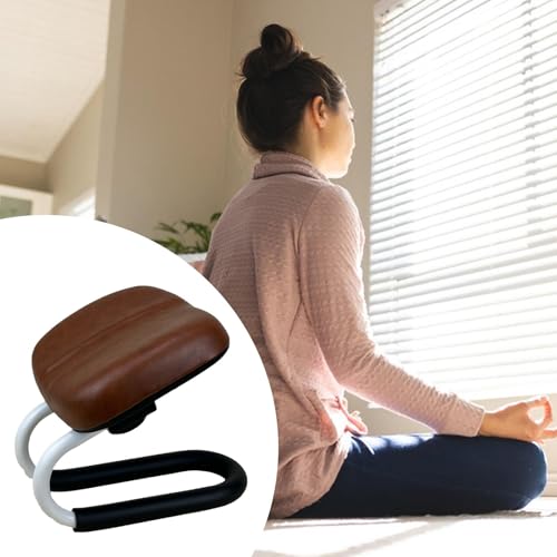 Menolana Ergonomic Folding Meditation Bench with Padded Seat, Wooden Kneeling Stool for Prayer and Stretching, Non-Slip Design for Home and Studio - color: Brown B