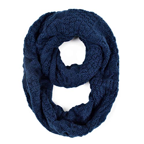 TrendsBlue Premium Winter Thick Infinity Twist Cable Knit Scarf - Diff Colors Avail. - color: Blue