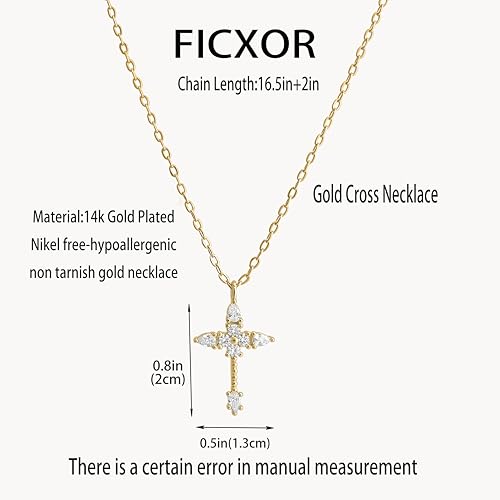 Cross Necklace for Women,Dainty 14k Gold Plated Pendant Necklaces - color: Gold-9