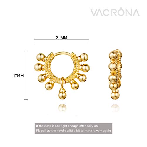 VACRONA Gold Heart Hoop Earrings Huggie Earrings for Women 14k Gold Plated Small Hoops Earrings - color: gold ball