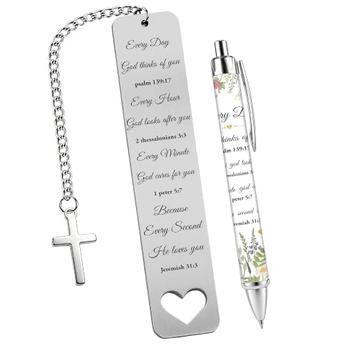 Bible Book Mark for Women, Every Day Metal Christian Gift Set with Pen - style: Every Day