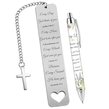 Bible Book Mark for Women, Every Day Metal Christian Gift Set with Pen - style: Every Day
