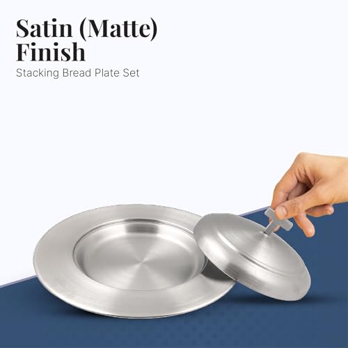 Communion Set for Church - One Communion Tray & One Bread Plate with Lid - color: Satin (Matte) Finish