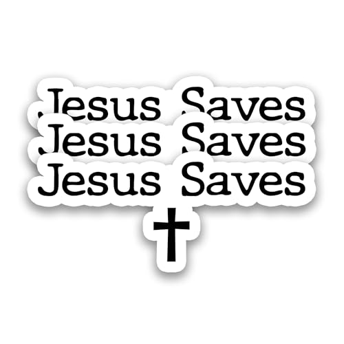 (3Pcs) Jesus Saves Cross Sticker Christian Religious Faith Stickers, Waterproof Vinyl Decals for Laptop Tumbler Water Bottle Scrapbook, 3" X 1.2" - color: Jesus Saves