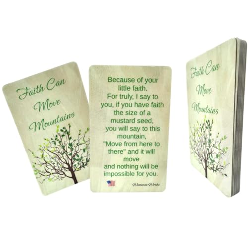 Westmon Works Mustard Seed Holy Card with Faith Can Move Mountains Prayer Bulk Lot Laminated Made in the USA, Pack of 10