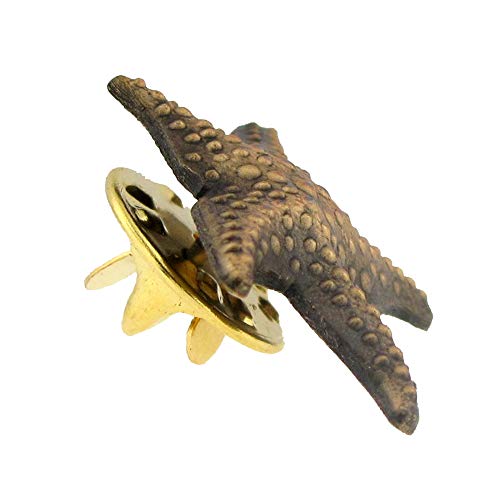 Beach & Ocean Lapel Pins - Gold & Silver Sea Life, Nautical & Tropical Designs - color: Antique Gold Starfish, size: 1 Piece