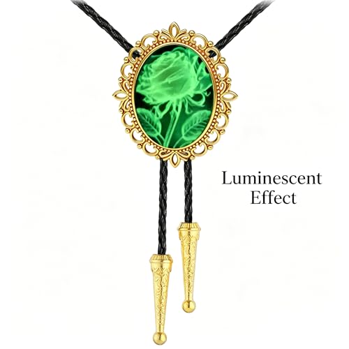 GelConnie Gothic Bolo Tie for Men Women 3D Art Western Cowboy Necktie - color: Rose Flower Bolo Tie
