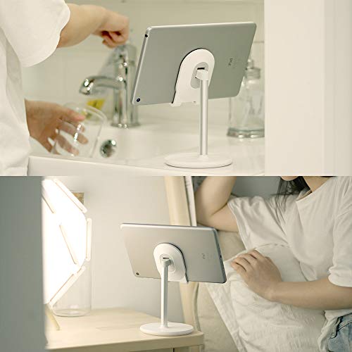 Bright Stone Phone Stand for Desk, Adjustable Cell Phone Holder for Desk, Compatible with 4"-12.9" Phones/Tablet/iPhone/iPad/Switch (White) - color: White