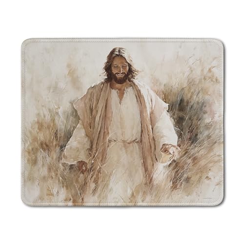 Christian Jesus Mouse Pad, Jesus Walking Through Meadow Inspirational Religious Mouse Pads Mousepad for Home Office Dorm Computers Laptop Supplies Desk Accessories, 9.5x7.9 Inch - color: 28Child, size: 9.5L x 7.9W inches