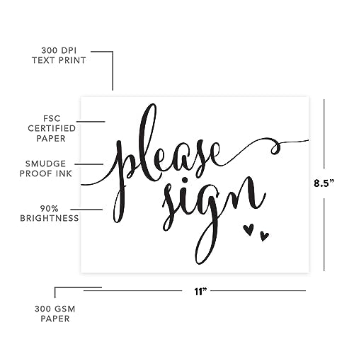 Andaz Press Wedding Party Signs, Formal Black and White, 8.5-inch x 11-inch, Please Sign, 1-Pack - color: Please Sign