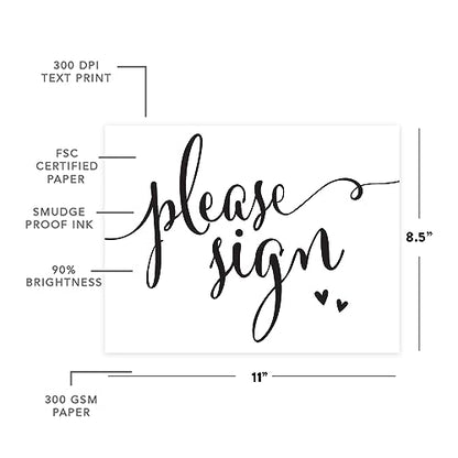 Andaz Press Wedding Party Signs, Formal Black and White, 8.5-inch x 11-inch, Please Sign, 1-Pack - color: Please Sign