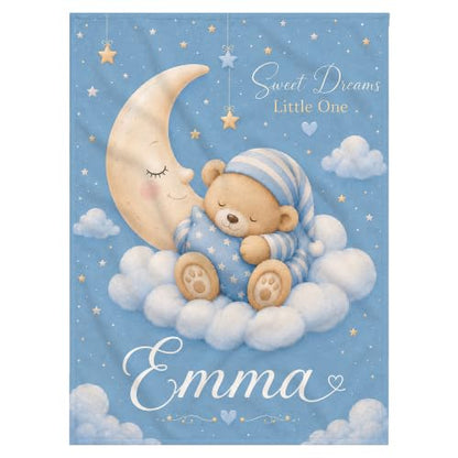 Personalized Baby Blanket With Name, Custom Baby Blankets Gift for Boy Girl - color: Cloud Blue, size: Bear
