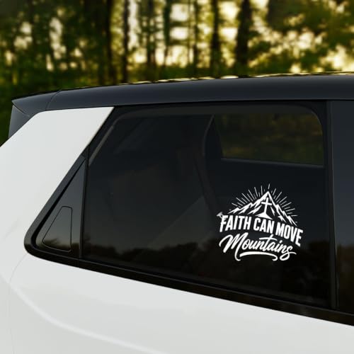 2PCS Faith Mountain UV DTF Sticker, Religious Quote Car Window Decal 10in - color: Faith Can Move