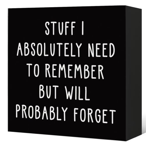 Funny Desk Decor, Office Humor Gifts for Coworkers Sign - color: Black-stuff i absolutely need-5x5