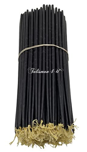 TALISMAN4U 50 Black Beeswax Taper Prayer Candles 11inch Holy Land Jerusalem - color: Black
