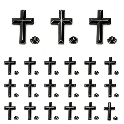 10/50/100 Pack Metal Cross Lapel Pins, Gold & Black Christian Brooch - color: Matte Black